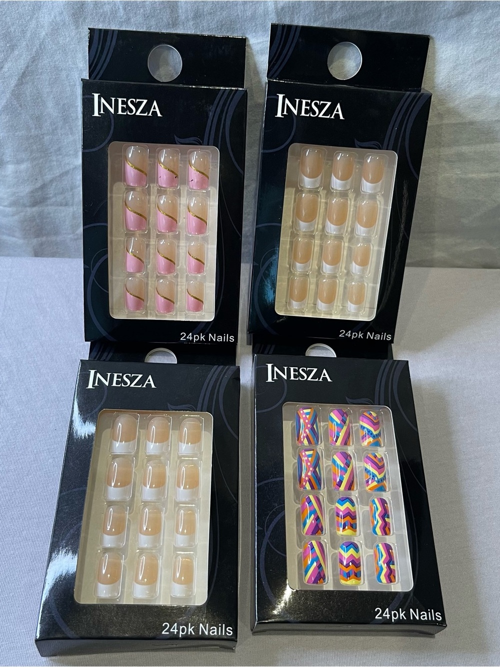 Fake Acrylic Press-On Glue-On Nails 4 pack Medium Length by Inesza  Assorted